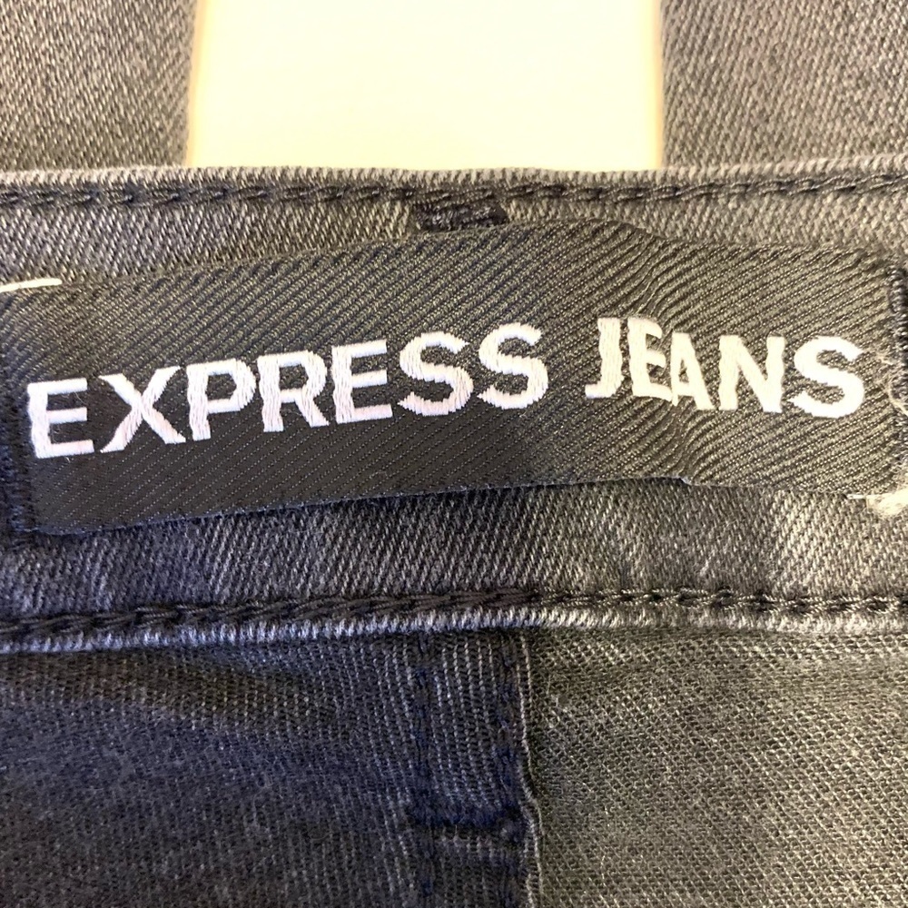 Express Charcoal Destructed Denim Leggings Jeans - Picture 11 of 11
